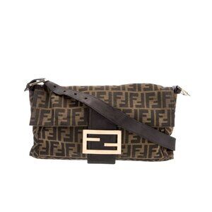 Fendi Zucca FF Logo Baguette Large - Authentic Pre-Loved Great Condition